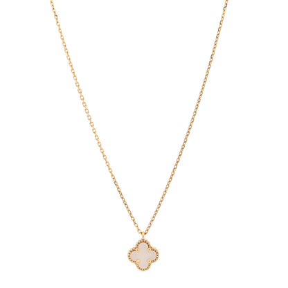 Van Cleef & Arpels 18K Yellow Gold Mother of Pearl Sweet Alhambra Pendant Necklace 1 of 5