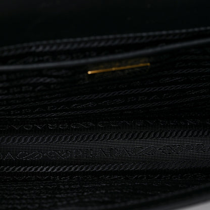 Prada Saffiano Soft Calfskin Metal Triangle Logo Envelope Chain Shoulder Bag Black 5 of 8