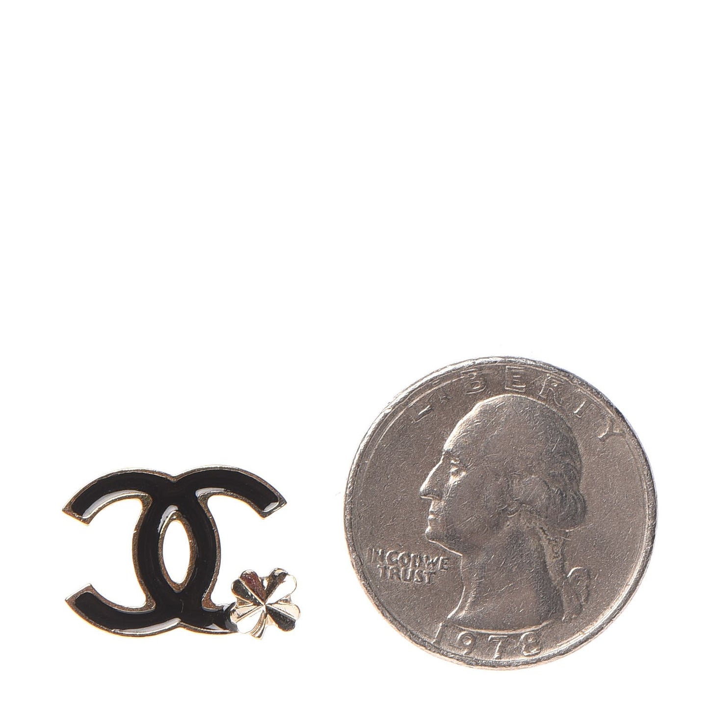 Enamel CC Clover Earrings Black Gold