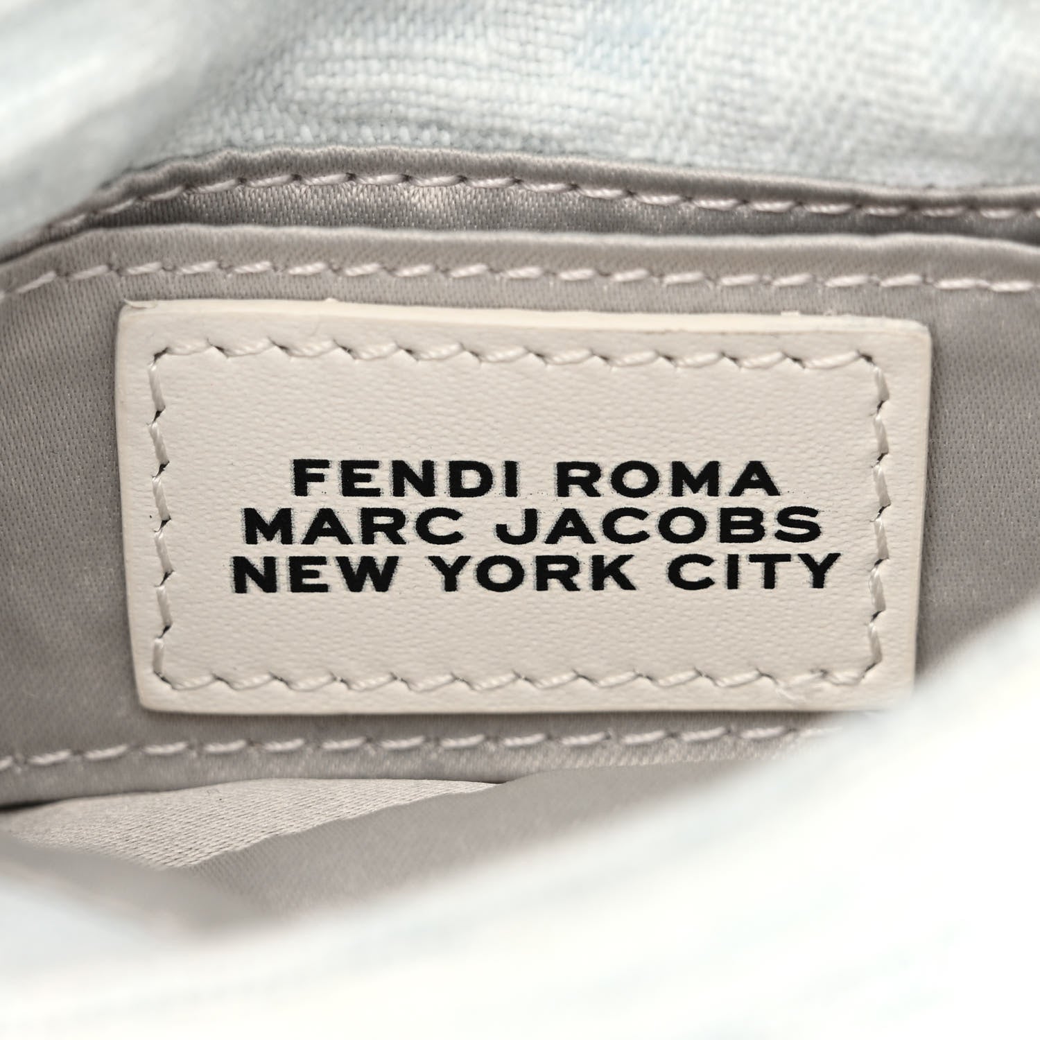 Fendi X MARC JACOBS Bleached Denim Logo Baguette Charm Off White 6 of 12
