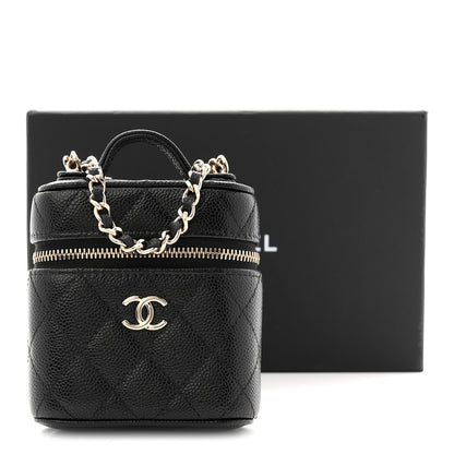 Chanel Caviar Quilted Top Handle Mini Vanity Case With Chain Black 11 of 11