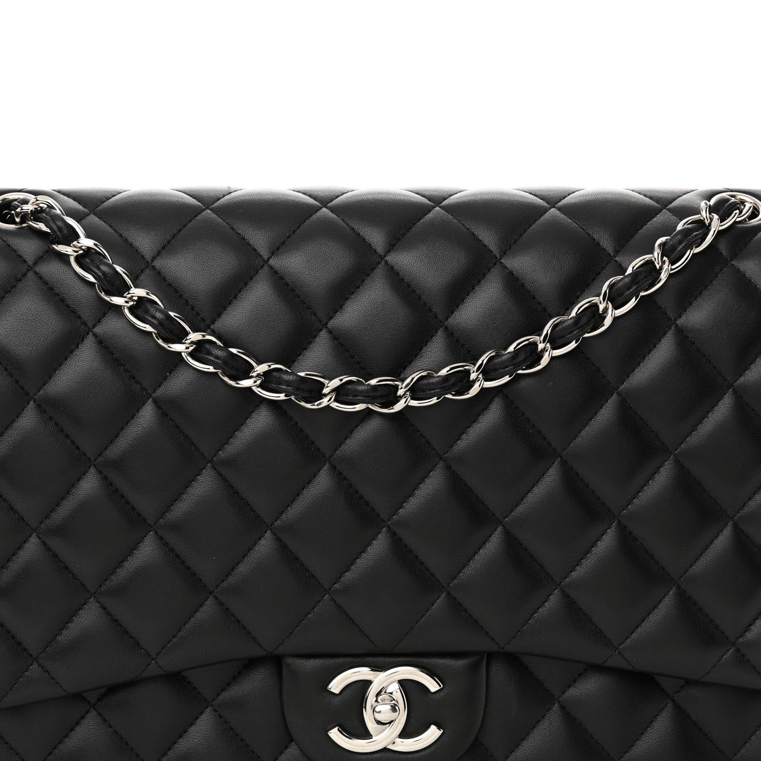 Chanel Lambskin Quilted Maxi Double Flap Black 8 of 16