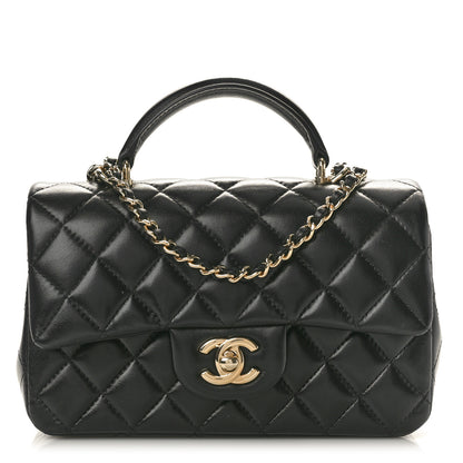 Chanel Lambskin Quilted Mini Top Handle Rectangular Flap Black 1 of 10