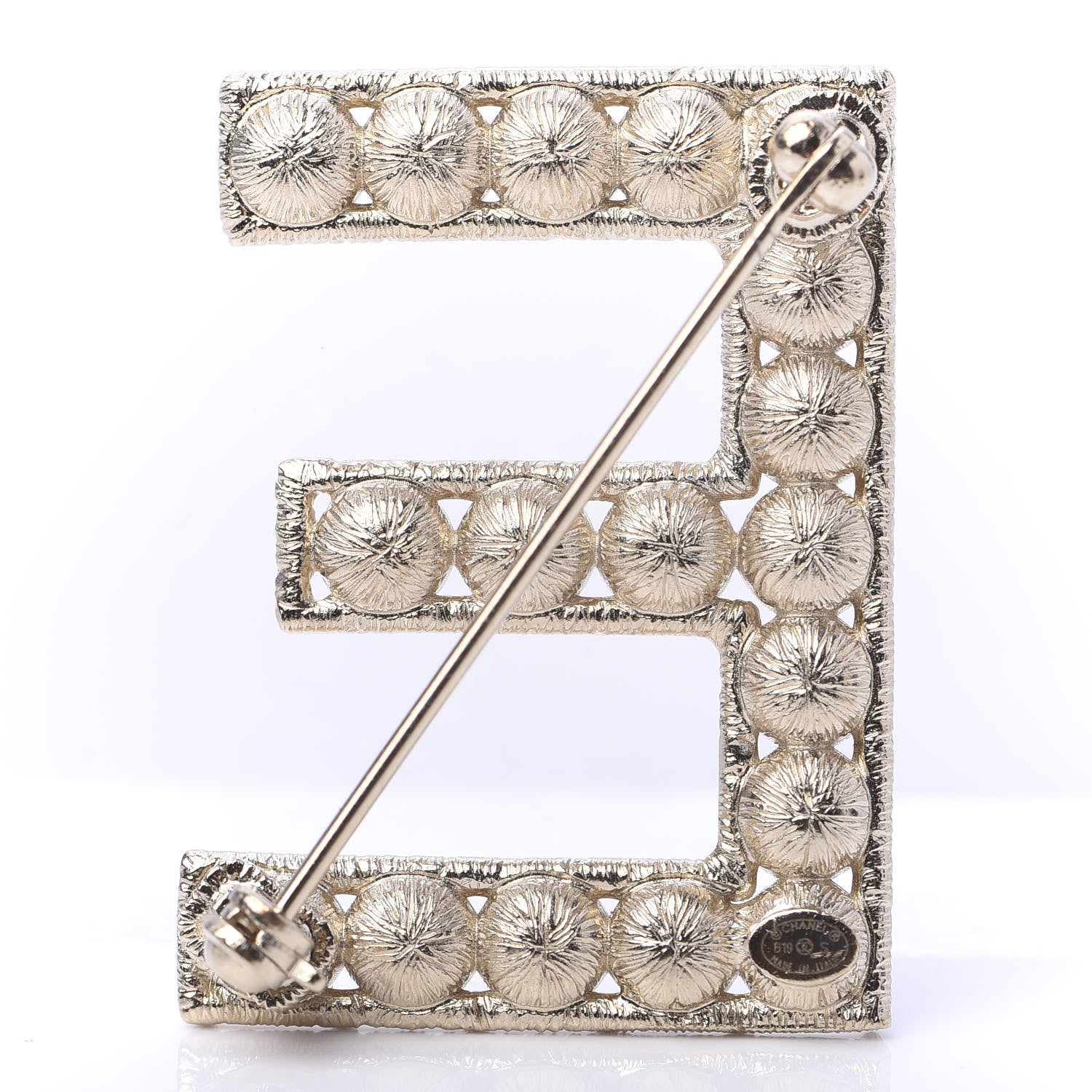 Chanel Crystal Cha-Nel Logo Brooch Set Gold 7 of 10