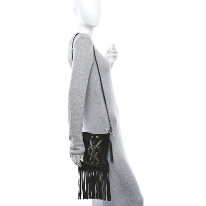 Saint Laurent Suede Fringe Messenger Bag Chocolate 2 of 9