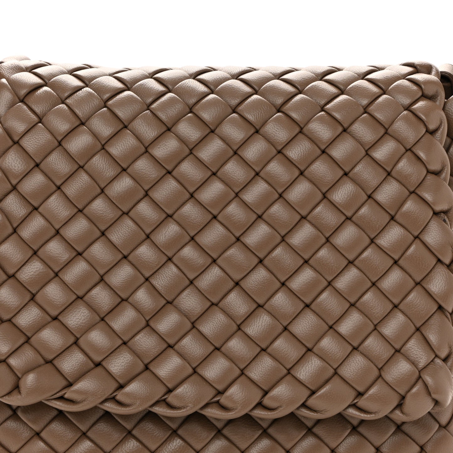 Nappa Intreccio Mini Cobble Shoulder Bag Taupe Grey