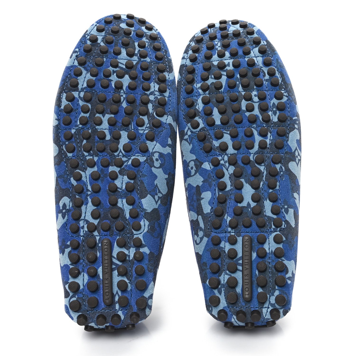 Louis Vuitton Suede Monogram Camo Mens Driver Mocassin 9.5 Blue 6 of 9