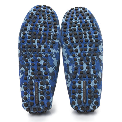 Louis Vuitton Suede Monogram Camo Mens Driver Mocassin 9.5 Blue 6 of 9