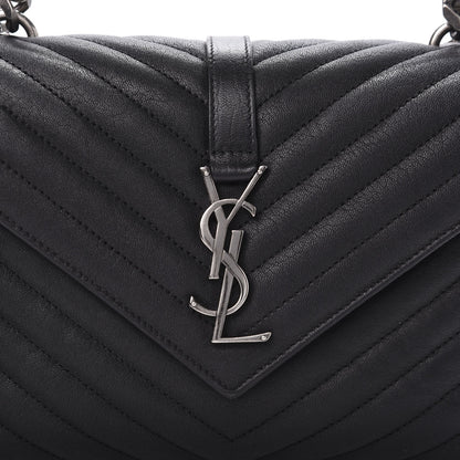 Saint Laurent Sheepskin Matelasse Chevron Monogram Medium College Bag Black 10 of 10