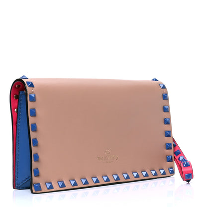 Valentino Garavani Nappa Colorblock Small Rockstud Wristlet Clutch Skin Sorbet Indaco Green Deep Fuxia 2 of 6