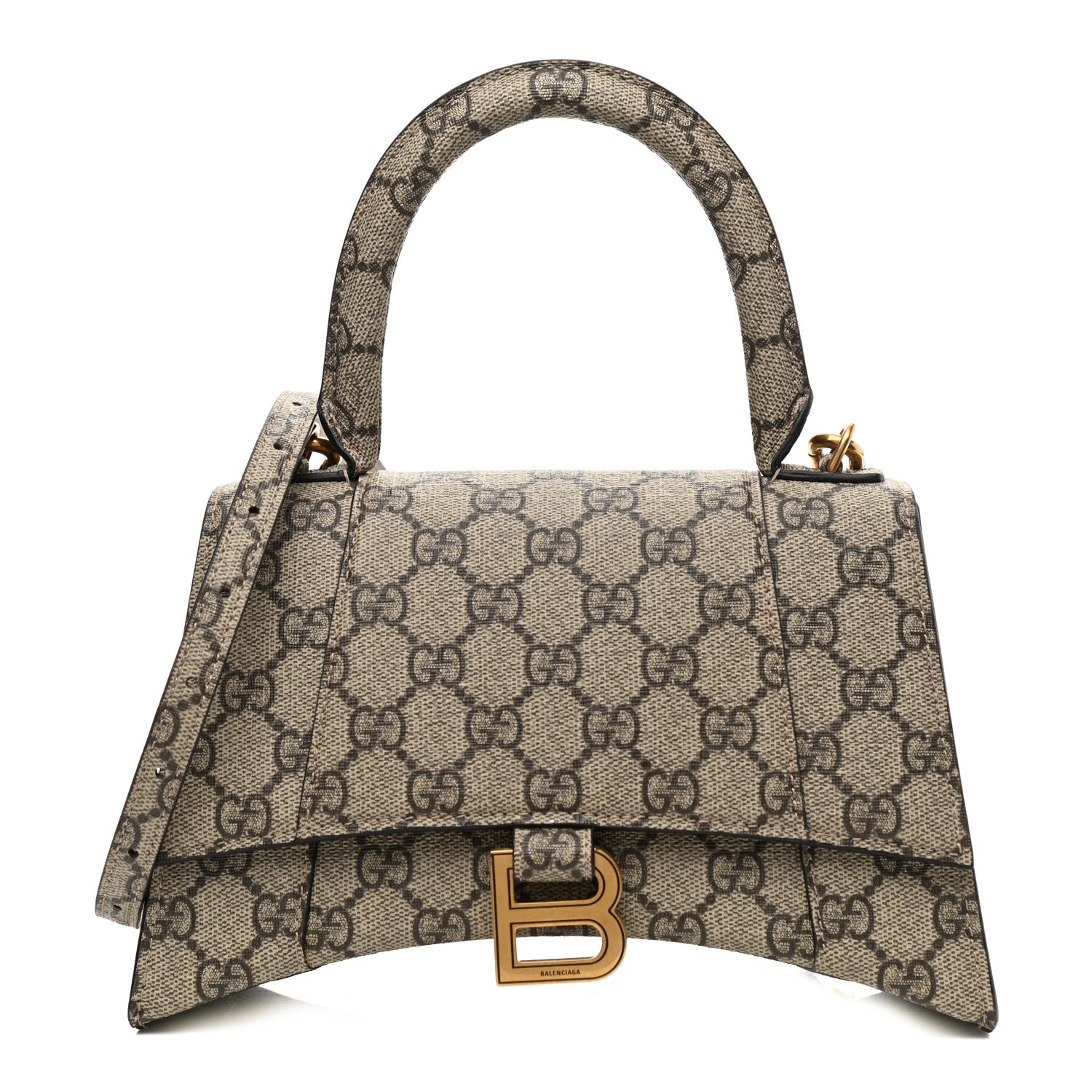 Balenciaga X GUCCI GG Supreme Monogram Small Hourglass Top Handle Bag Beige Ebony 1 of 9