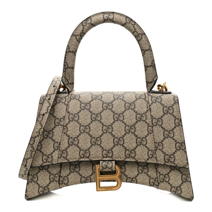 Balenciaga X GUCCI GG Supreme Monogram Small Hourglass Top Handle Bag Beige Ebony 1 of 9