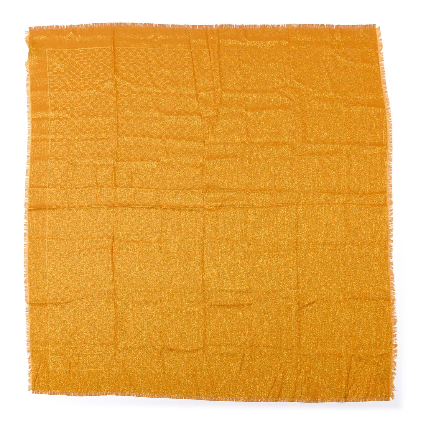 Silk Wool Polyamide GG Monogram New Ataria Lurex Square Shawl Gold