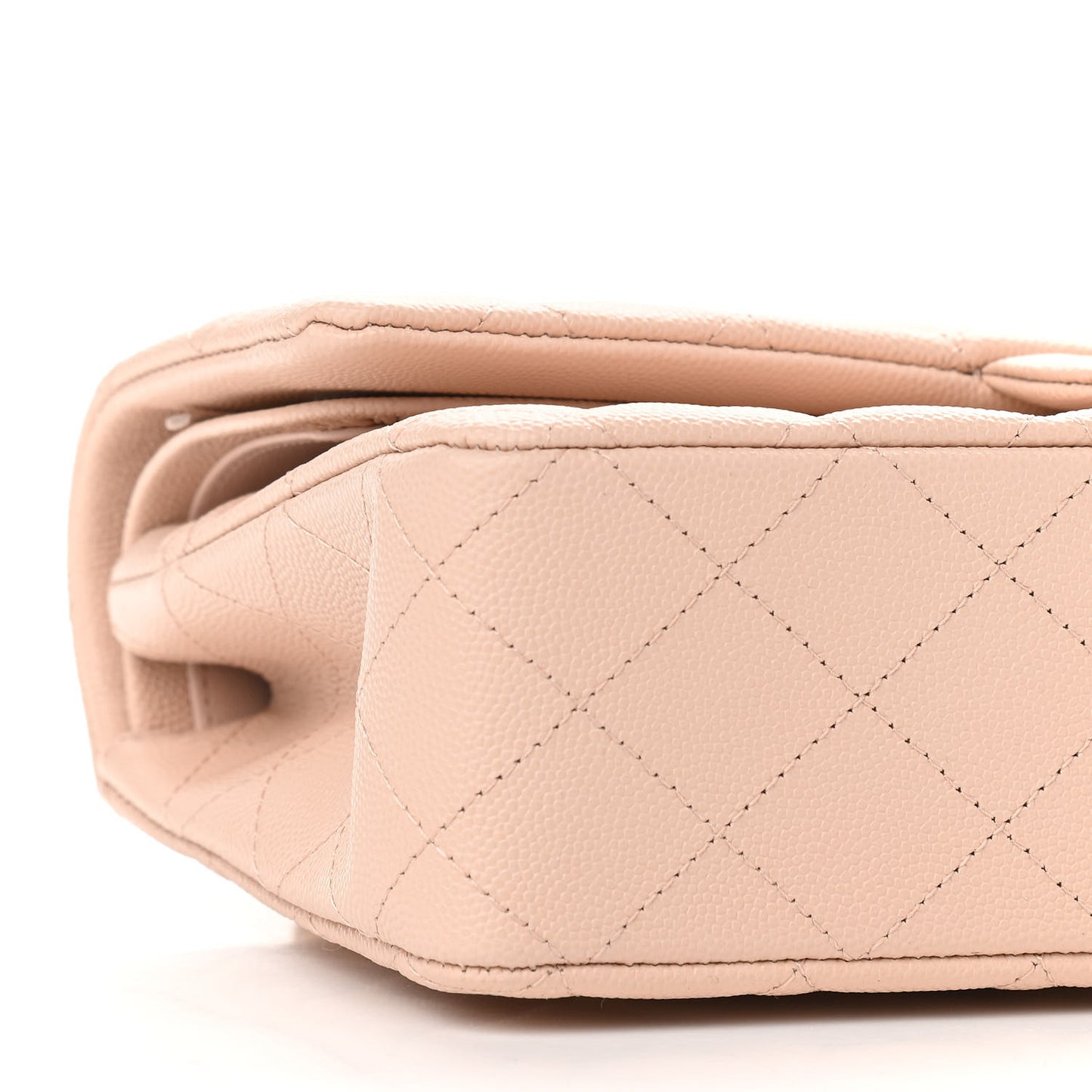 Caviar Quilted Medium Double Flap Light Beige