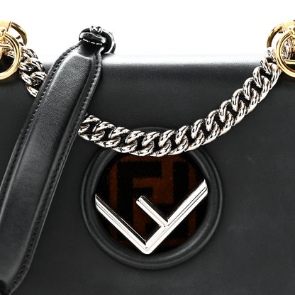 Fendi Vitello Century Velvet F is Fendi FF Small Kan I Shoulder Bag Black Tobacco 8 of 10