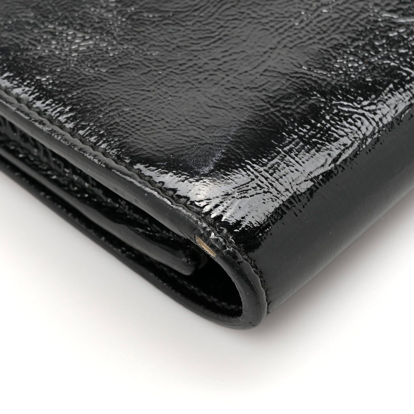 Textured Patent Monogram Large Belle De Jour Clutch Black