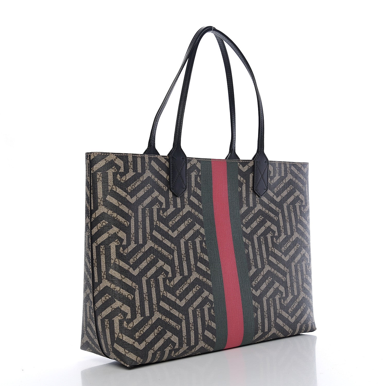 Gucci GG Supreme Monogram Caleido Web Medium Tote Beige Ebony 2 of 10