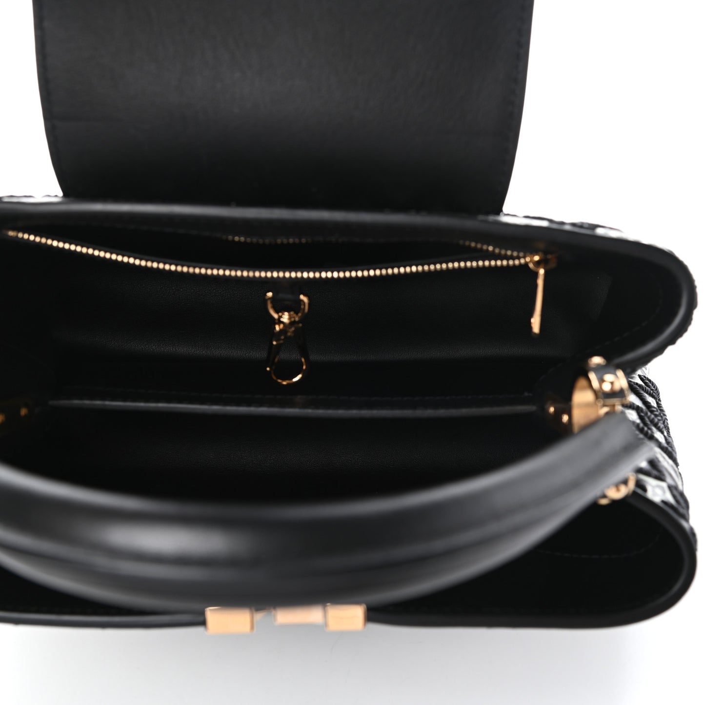 Calfskin Since 1854 Embroidered Capucines PM Black