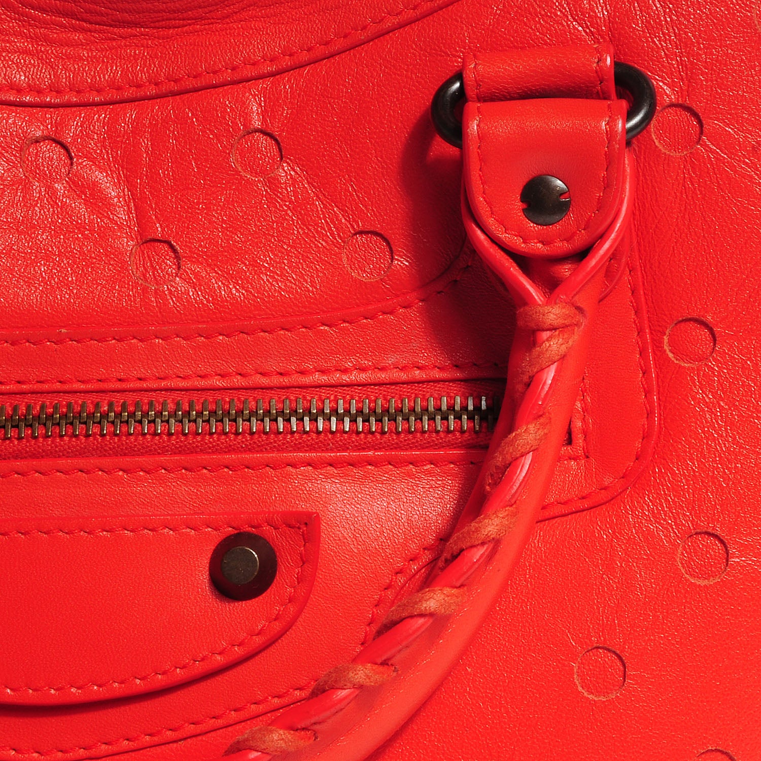 Balenciaga Perforated Lambskin Polka Dots City Orange Sanguine 4 of 13