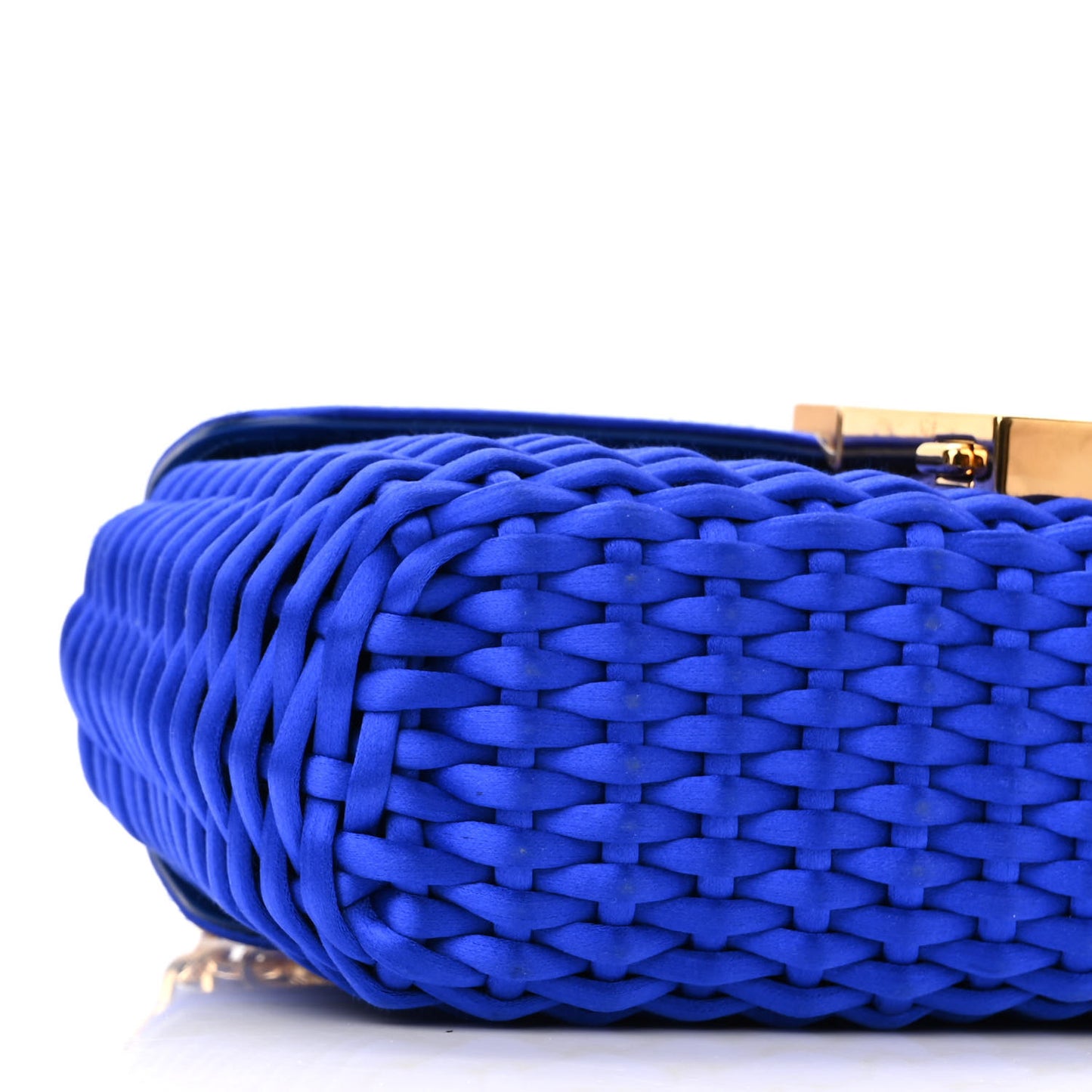 Woven Satin Medium 001 Chain Bag Electric Blue
