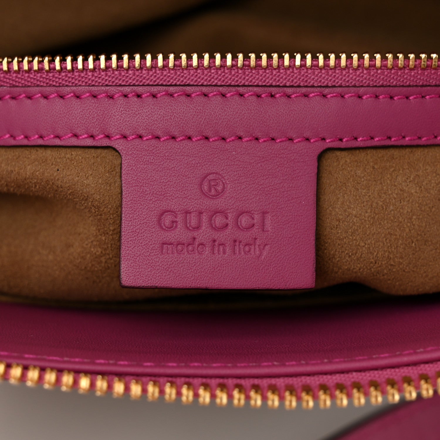Gucci GG Supreme Monogram Moon Calfskin Small Zip Top Tote Beige Ebony Hibiscus Red New Rosette 6 of 14