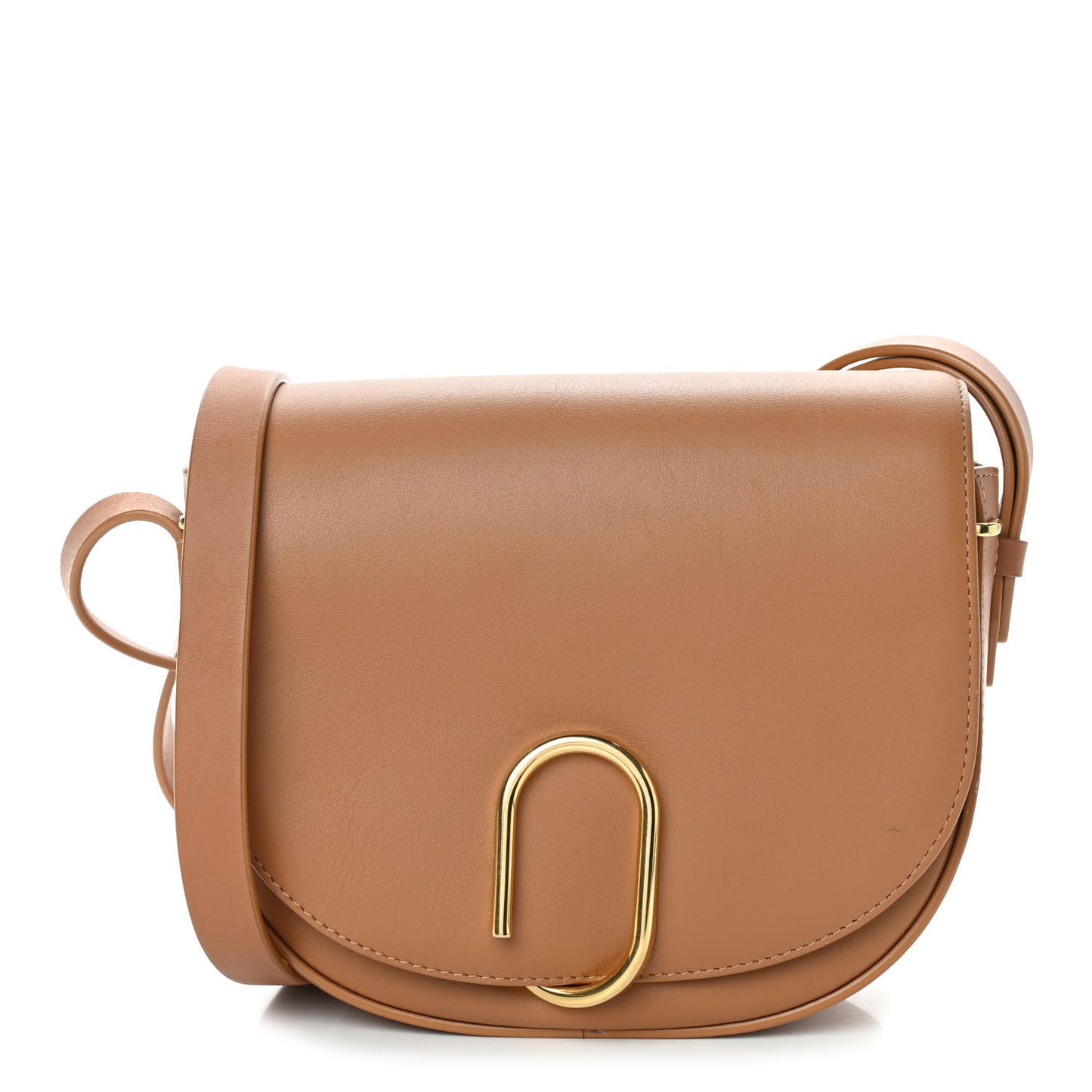 Calfskin Alix Saddle Crossbody Bag Camel