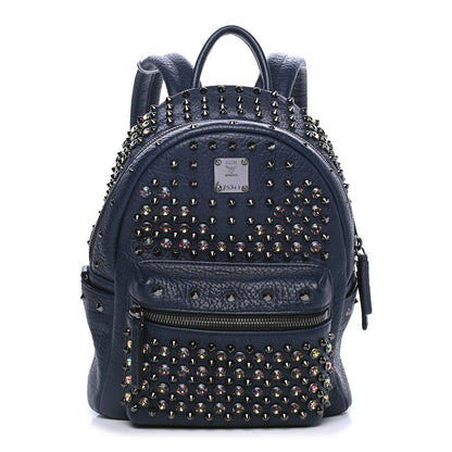 MCM Visetos Swarovski Mini Stark Diamond Backpack Dress Blue 1 of 4
