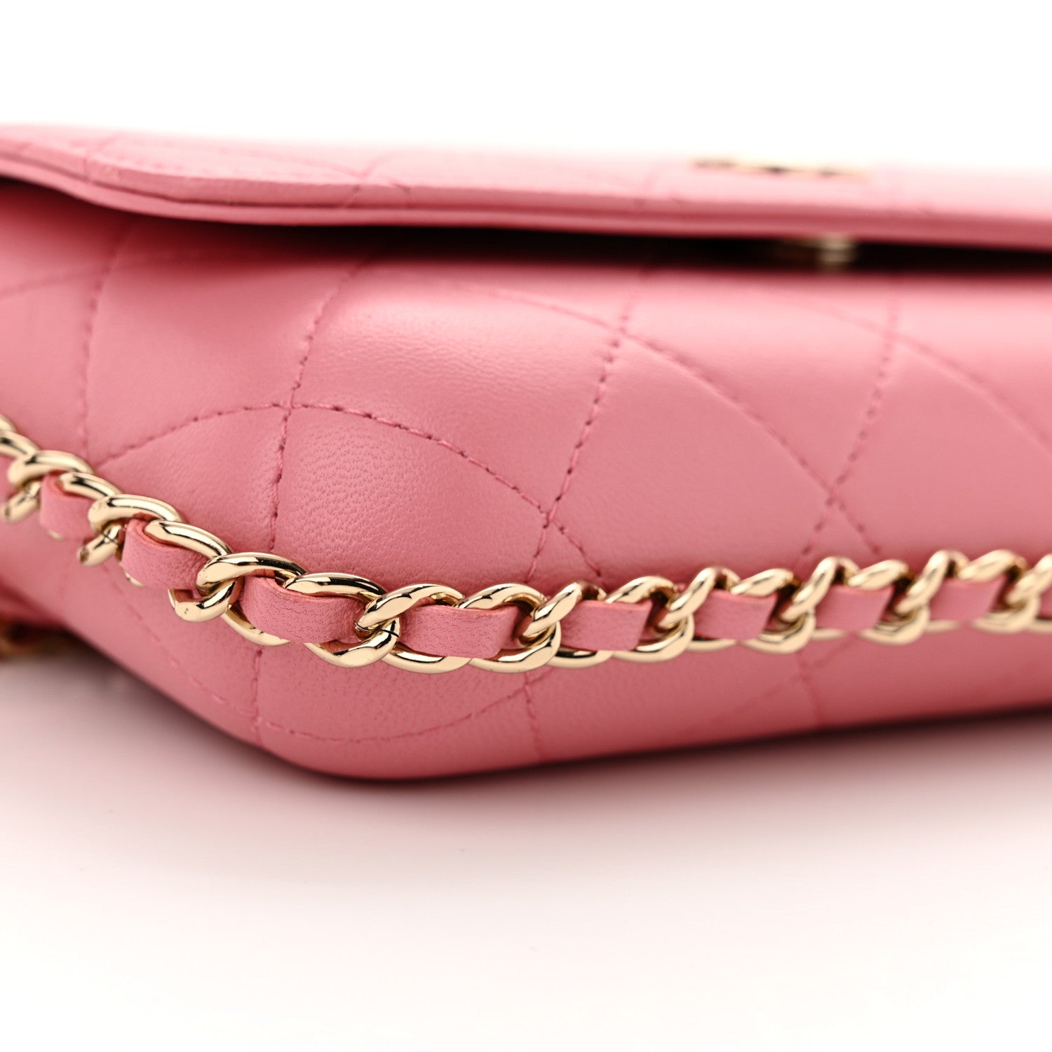 Chanel Calfskin Diamond Stitched Chain Around Flap Phone Holder Dark Pink 9 of 12