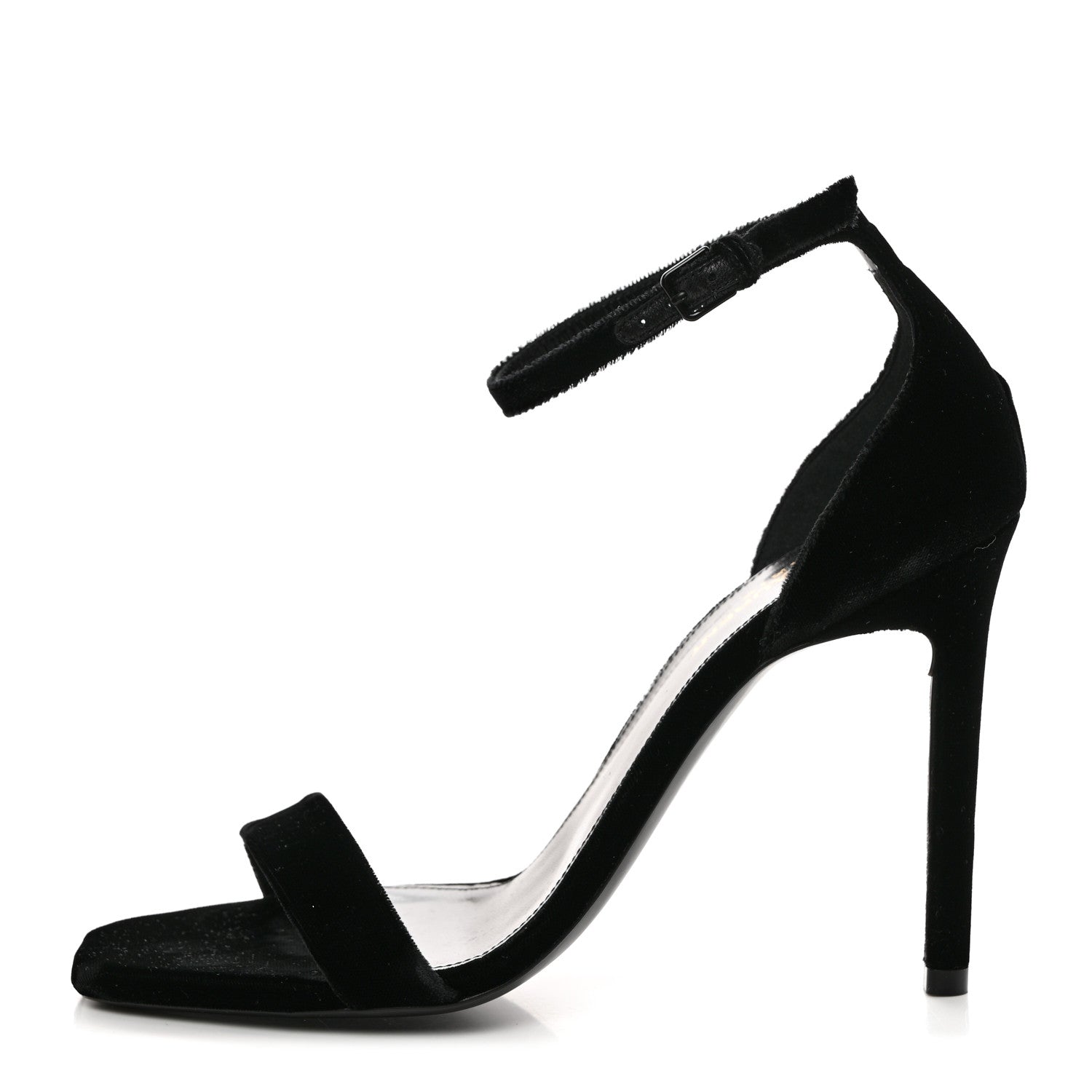 Saint Laurent Velvet Amber 105 Ankle Strap Sandals 38.5 Black 1 of 9