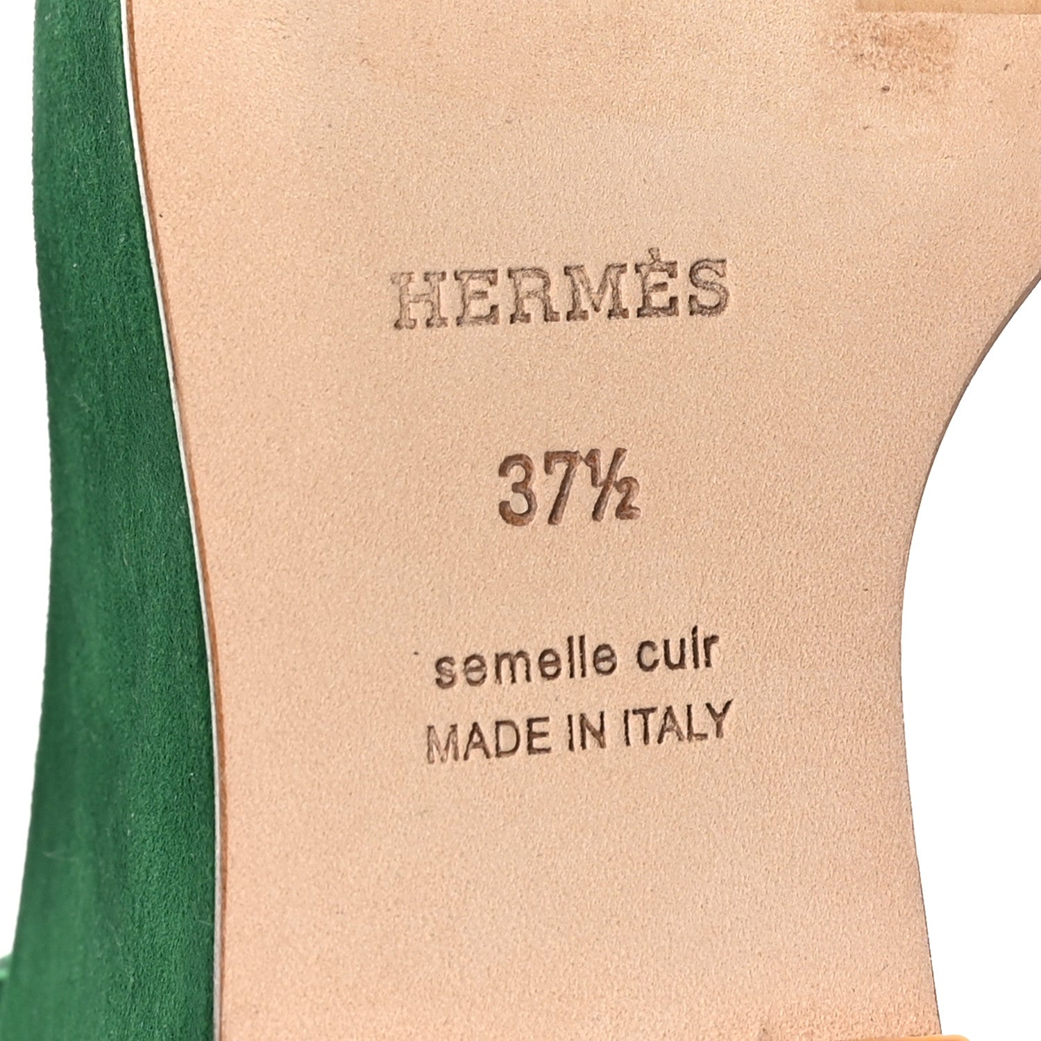 Hermes Suede Goatskin Hilda 80 Sandals 37.5 Vert Electrique 8 of 9