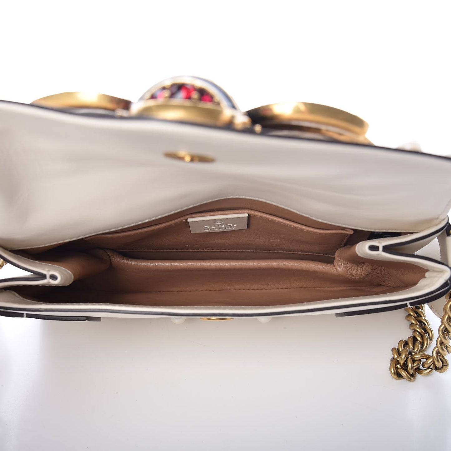 Nappa Pearl Studded Mini Queen Margaret Broadway Shoulder Bag Mystic White