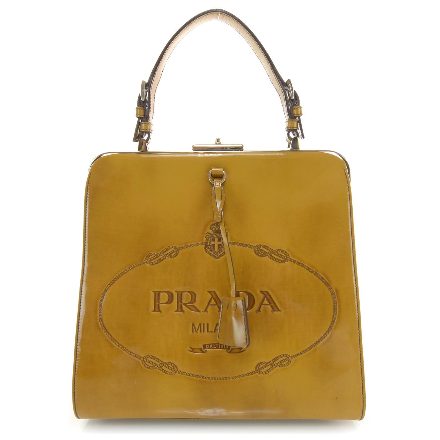 Spazzolato Logo Print Framed Bag Ambra