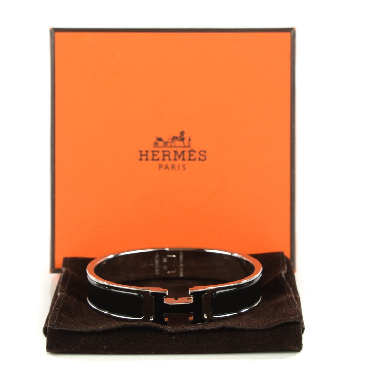 Enamel Narrow Clic Clac H Bracelet PM Black