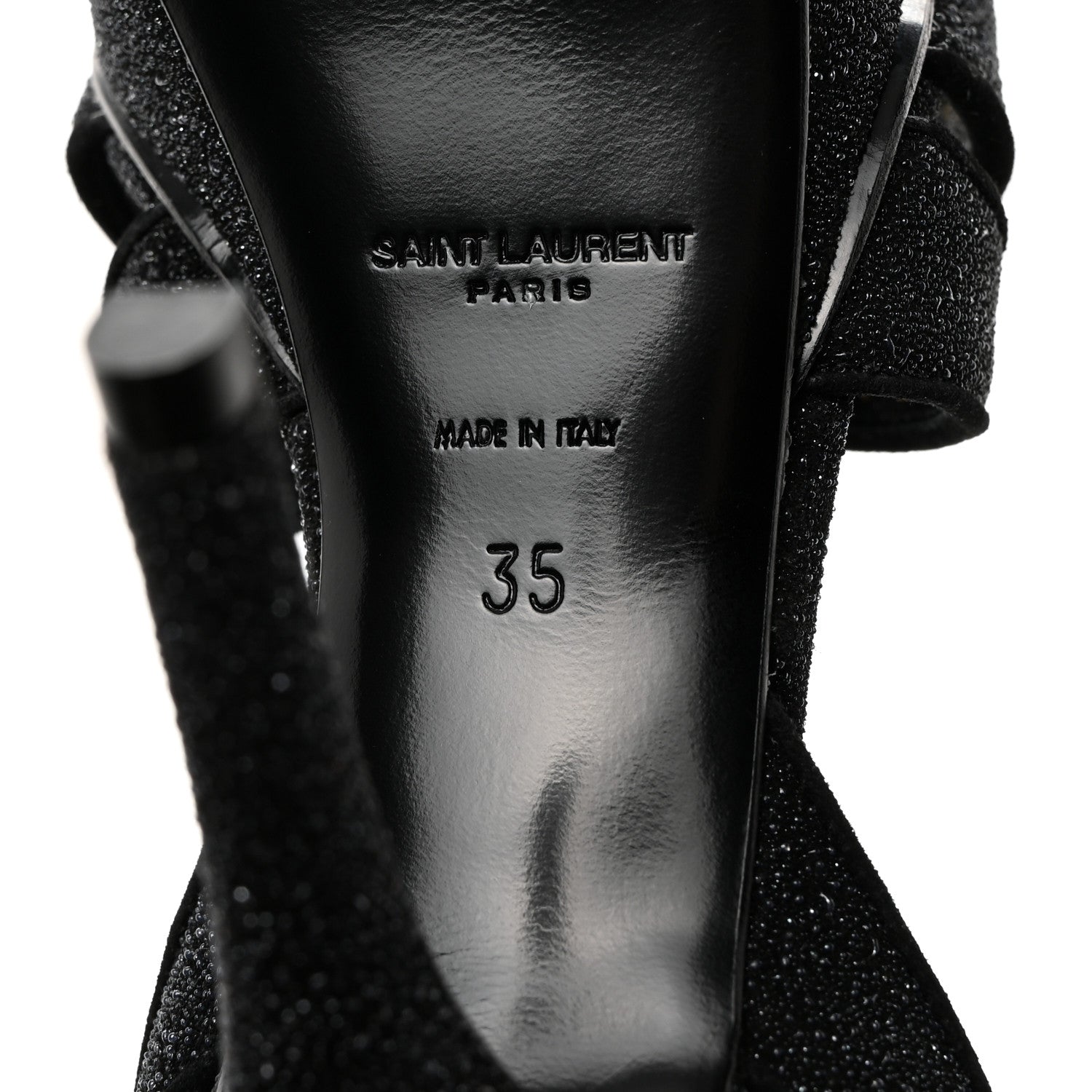 Saint Laurent Glitter Effect Calfskin Tribute 75 Platform Sandals 35 Black 8 of 10