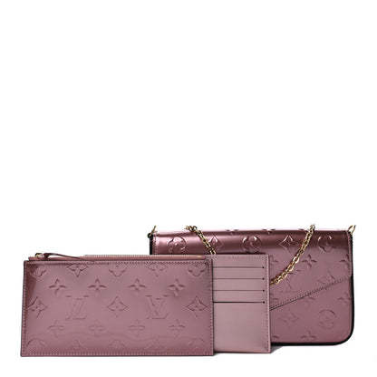 Louis Vuitton Vernis Pochette Felicie Chain Wallet Metallic Pale Pink 1 of 9