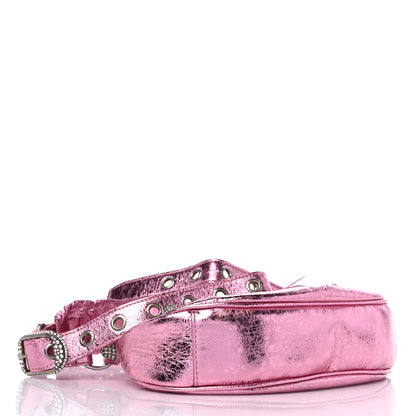 Balenciaga Metallic Agneau Arena Crystal Le Cagole Shoulder Bag XS Met Pink 5 of 10