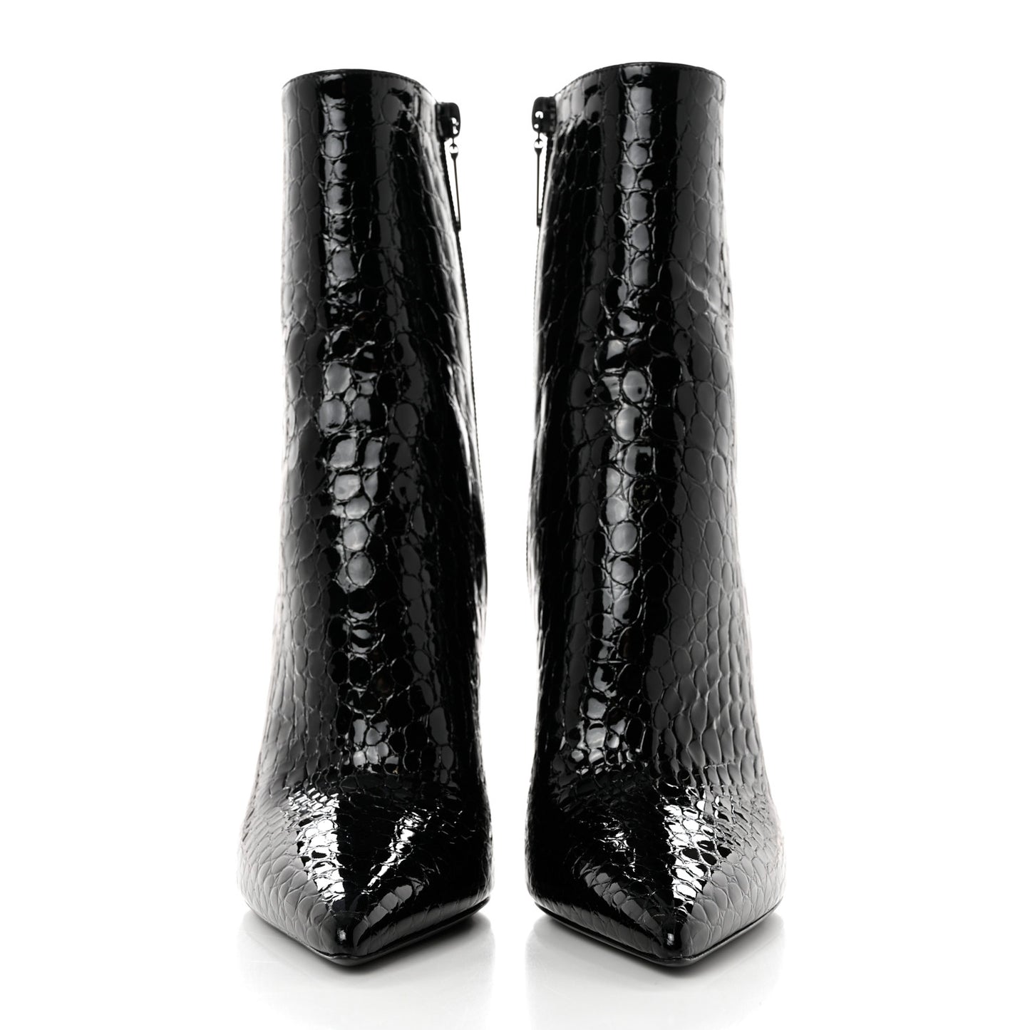 Alligator Embossed Patent Calfskin Opyum 110 Ankle Boots 38 Black