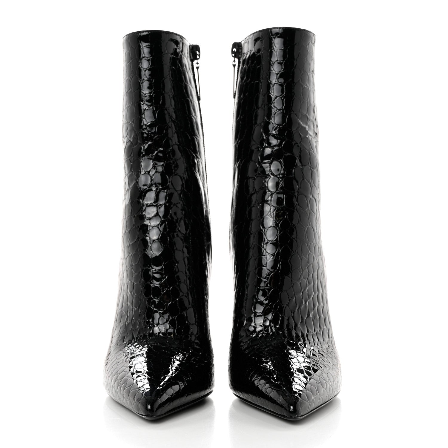 Saint Laurent Alligator Embossed Patent Calfskin Opyum 110 Ankle Boots 38 Black 2 of 9