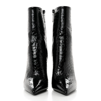 Saint Laurent Alligator Embossed Patent Calfskin Opyum 110 Ankle Boots 38 Black 2 of 9