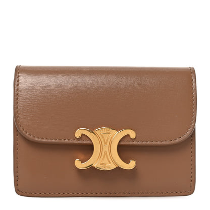 Celine Shiny Calfskin Triomphe Flap Card Holder 1 of 6