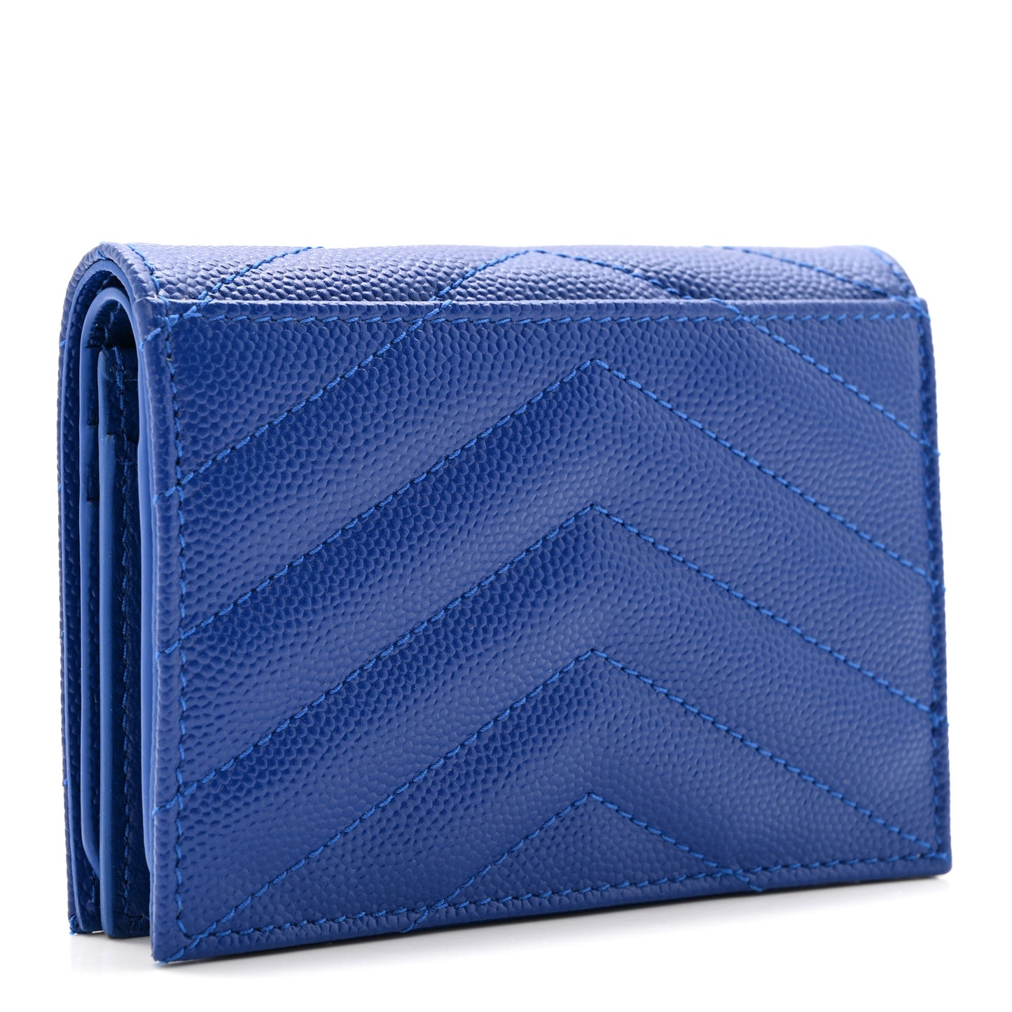 Grain De Poudre Matelasse Chevron Monogram Flap Card Case Blue Gitano
