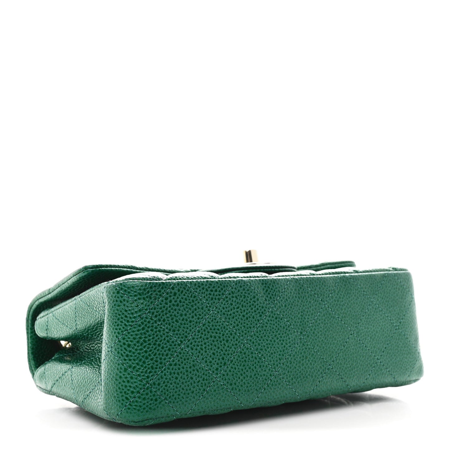 Metallic Caviar Quilted Mini Rectangular Flap Green
