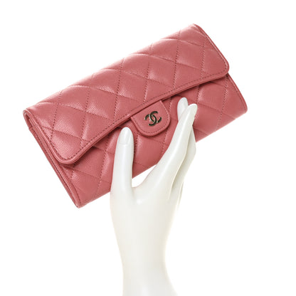 Chanel Caviar Quilted Large Gusset Flap Wallet Dark Pink 2 of 10