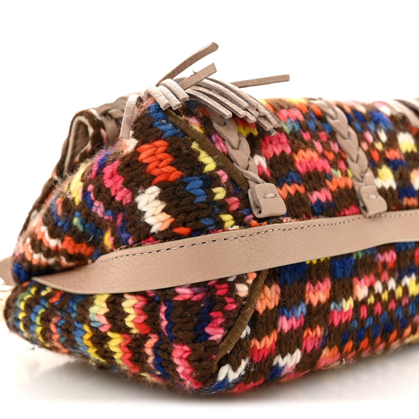 Cashmere Knit Calfskin Mini Penelope Soft Shoulder Bag Woodrose Multicolor