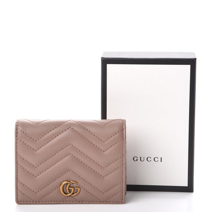 Gucci Calfskin Matelasse GG Marmont Card Case Porcelain Rose 8 of 8