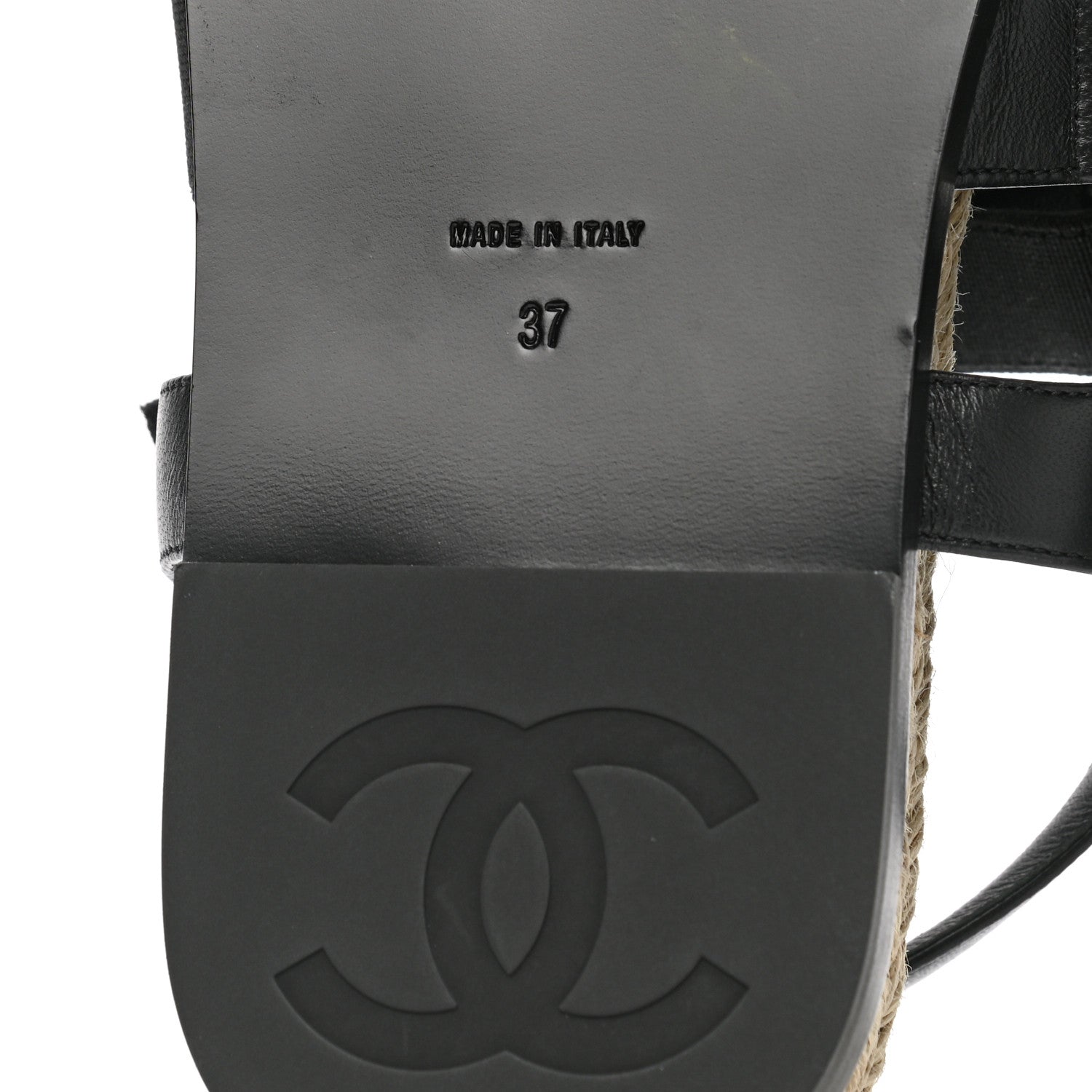 Chanel Stretch Fabric Lambskin CC Flat Sandals 37 Black 6 of 9