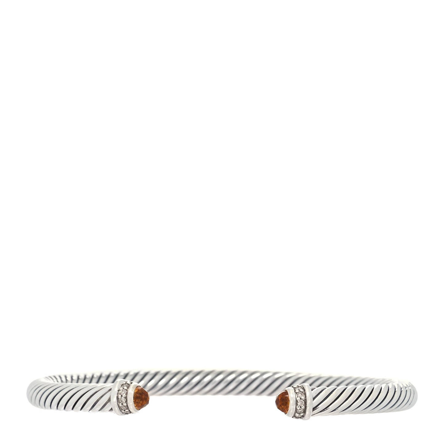 Sterling Silver Diamond Citrine 5mm Cable Classics Bracelet