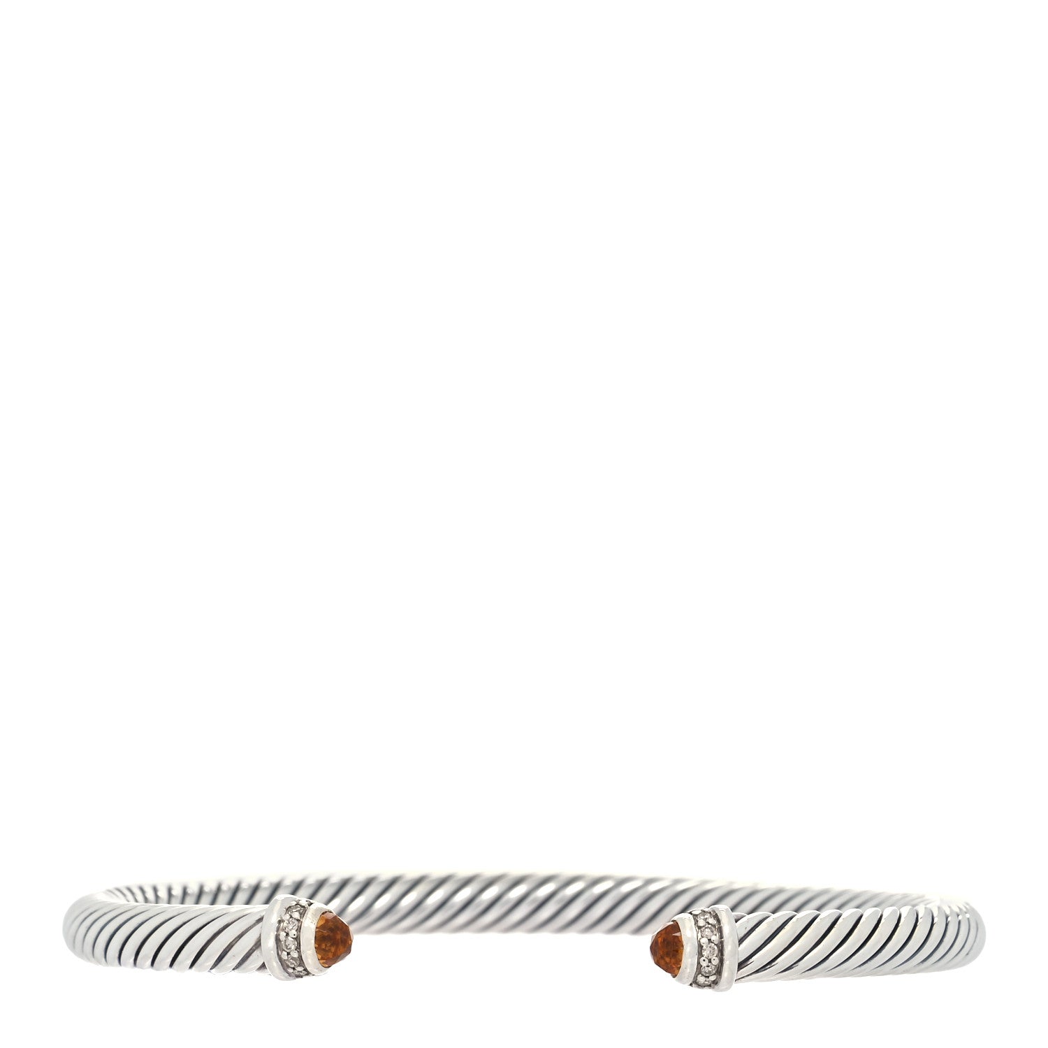 David Yurman Sterling Silver Diamond Citrine 5mm Cable Classics Bracelet 1 of 4