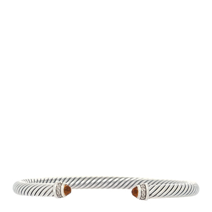 David Yurman Sterling Silver Diamond Citrine 5mm Cable Classics Bracelet 1 of 4