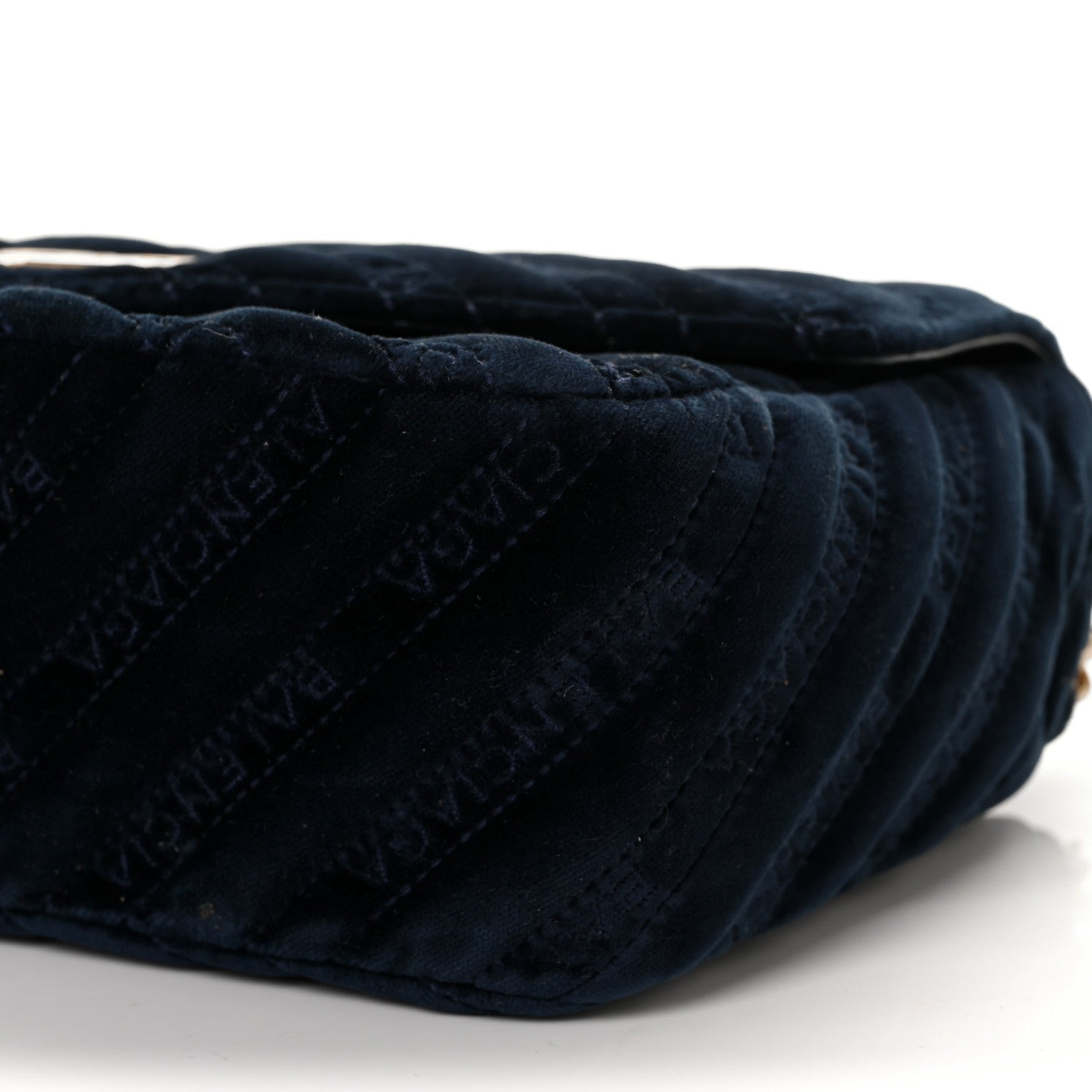 Balenciaga Velvet Logo Matelasse M BB Chain Shoulder Bag Navy 8 of 10